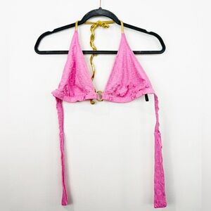 St. John Sport Pink & Gold Monogram Triangle Bikini Top Size 12